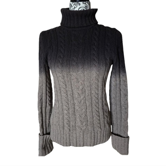 Club Monaco lambswool ombre cable knit turtleneck sweater size XS - Picture 1 of 10
